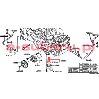 21210AA260 SUBARU TERMOSTAT FB20 FB25 91'C LEGACY OUTBACK IMPREZA FORESTER XV - THERMO AND GASKET ASSEMBLY